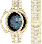 SUPOIX Band Case Compatible for Samsung Galaxy Watch 5 40mm/Watch 4 44mm, 20mm Women Sparking Replacement Strap & PC Protective Bumper Face Cover for Galaxy Watch 5/4(Gold,44mm)