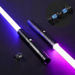 Oomyeh 2 in 1 Dueling Lightsaber Alloy Handle 7 Colors with 3 Modes Light Saber Type-C Rechargeable Lightsaber for Kids and Adults Children's Day (2 Pack Black)