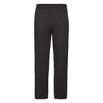 Fruit of the Loom Men Open Hem Lightweight Jog Pants, Black, Medium