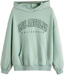 SHENHE Girl's Casual Fashion Los Angeles Hoodie Graphic Long Sleeve Pullover Sweatshirt Mint Green 10-11Y