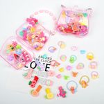 54 Pcs Mixed Hair Accessories For Girl In Pink Wallet Gift Set Including Hair Ties Hair Barrettes Mini Claws Hair Clips For Baby Toddler Baby Girl Kid