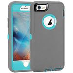 Crosstreesports iPhone 6 Case iPhone 6s Case Heavy Duty Shockproof Series Case for iPhone 6/6S (4.7")-V2 with Built-in Screen Protector Compatible with All US Carriers - Grey and Lt Blue