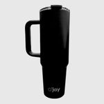 O'JAY Insulated 40oz Tumbler with Handle and Straw Lid - 100% Leak-Proof - Cupholder Friendly Travel Mug - Stainless Steel Insulated Tumbler with Lid and Straw - (Midnight Black)