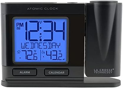 La Crosse Technology 616-41667-INT Black Atomic Projection Alarm Clock with Temperature