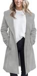 Fazortev Women's Winter Pea Coat Big Lapel Open Front Long Jackets Belted With Pockets