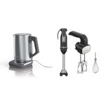 Ninja KT200C Precision Temperature Electric Kettle, 1500 watts, BPA Free, Stainless, 7-Cup Capacity, Hold Temp Setting & CI100C Foodi Power Mixer System Immersion Blender and Hand Mixer Combo, Black