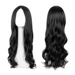 EUPSIIU Long Black Wave Wigs for Women Girls, 27’’ Long Curly Wigs Ladies Fancy Dress Wig Synthetic Hair Wigs, Women's Charming Full Hair Long Replacement Wigs for Cosplay Party, Daily Use (Black)