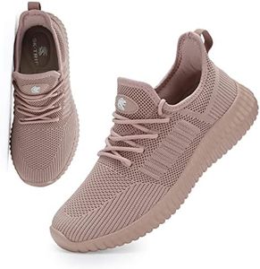 SK·TRIP Women's Walking Shoes Lightweight Breathable Flying Woven Mesh Upper Casual Jogging Shoes Ladies Tennis Shoes Workout Footwear Non-Slip Gym Sneakers for Women, Pink002, 10