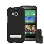 Seidio DILEX Case with Metal Kickstand and Holster Combo for HTC One (M8), Retail Packaging, Black