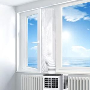 Gruntbear Portable Air Conditioner Window Seal, 500CM (197'') AC Casement Window Seal Kit, Hot Air Stop Air Exchange Guards with Zip and Adhesive Fastener Works with Tumble Dryer, Keep House Cool
