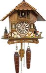 Cuckoo-Palace German Cuckoo Clock - Blackforest Hillside Chalet with wonderful animals with quartz movement - 10 1/4 inches height