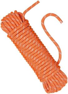 NorthPada 3/8 in (10mm) x 164 ft (50Meter) Static Outdoor Rock Climbing Rope, Nylon Rope, Arborist Tree Rope, Marine Rope, Rappelling Rope, Swing Rope, Orange