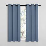 NICETOWN Stone Blue Short Curtains - Blackout Curtain 2 Panels, Basement Small Window Curtains Grommet Top Thermal Insulated Curtains Valance, 34 x 54 Inch