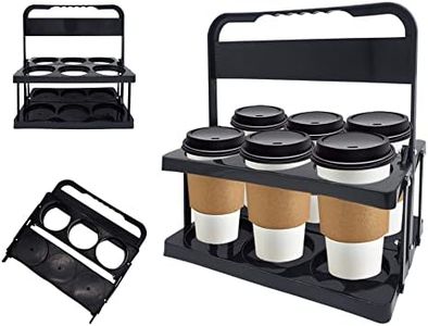 Drink Carrier with Handle, Reusable Drink Carrier for Large Drinks, Drink Carrier for Food Delivery (Black)