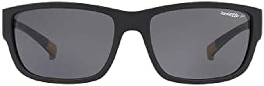 ARNETTE Unisex Sunglasses Matte Black Frame, Polarized Dark Grey Lenses, 62MM, Matte Black, 62 mm