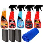 Kangaroo® Premium Large Car Care Kit Contains Car Shampoo | Tyre Dresser | Glass Cleaner | Dashboard Dresser | Trim Restorer Each 300 ml (All In One) Total Car Protection Kit -20CTGDR