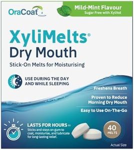 XyliMelts Dry Mouth Relief Discs Mild Mint (40 Count) – Xylitol Oral Adhering Tablets for Nighttime or Day Use, Long-Lasting Dry Mouth Relief & Saliva Support