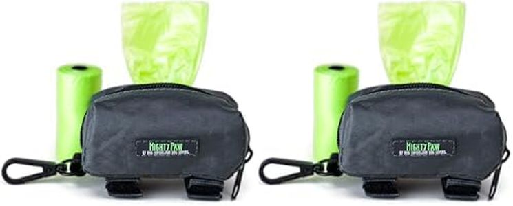 Mighty Paw Dog Poop Bag Holder - Zippered Pouch with Carabiner Hook - Includes Roll of Pick-up Bags - Pet Poop Holder and Dispenser - Pet Walking Supplies - (Grey/Green) (Pack of 2)