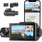 WOLFBOX i07 3-Channel Dash Cam with Built-in WiFi & GPS | 4K+1080P Dash Camera Front and Inside | 2K 1440P+1080P+1080P, 3" LCD Super IR Night Vision & 24 Hours Parking Monitor, Supports 512GB Max