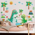 Pumkins Cute Dinosaur Family Dino World Decorative Wall Art Stickers Wall Decal Sticker for Kids Fun Character Animal Kids Play Room Home D�cor Nursery Classroom Bedroom