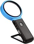 Vision AID 30X Hands-Free Magnifying Glass with 21 LED Lights for Coins Jewelry Crafts Hobby, 40X Handheld or Stand Up Magnifier for Reading Close Work