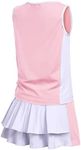 Zaclotre Girls Tennis Golf Dress Outfit Sleeveless Tank Top and Skorts Sets Sport Skirt with Shorts Light Pink