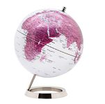 EXERZ 25cm World Globe - Stainless Steel Ring Standing, Metallic Pink Earth Globe, Perfect for Gifting (Pink)