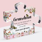 Velenti Gifts for Grandma - Engraved Acrylic Puzzle Piece - Adorable Grandma Presents for Birthday, Christmas, Thanksgiving - Elegant Decorative Plaque with Lovely Quote - Chic Home, Office Decoration