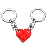 Couples Matching Stuff Gifts for Boyfriend Girlfriend Best Friend Christmas Valentines Day Gifts for Him Her Wife Husband Fiance Fiancée Anniversary Birthday Wedding Present Red Heart Brick Keychain