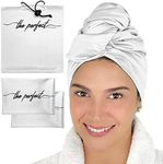 THE PERFECT HAIRCARE Curly Hair Girls Microfiber Plopping Towel Set - Anti-frizz Silky Smooth Hair Drying Wrap for Women - Super Absorbent Large Hair Towel + 2 Scrunching Towels to Micro Plop