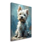 West Highland White Terrier Painted Illustration - Charming Canvas Art Print for Dog Lovers, Pet Portraits, Canine Decor, Animal Artwork, Gift Idea