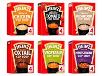 Cup Soup Bundle with Heinz Cream of Chicken Cream of Tomato, Cream of Mushroom, Oxtail, Vegetable and Minestrone - (Pack of 6 - Total of 24 Sachets)