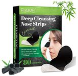 DABIUSY 80 Pcs Blackhead Remover Strips - Bamboo Charcoal Deep Cleansing Pore Strips for Blackheads, Nose Blackhead Remover Strips, Blackhead Removal Nose Pore Strips for Women Men (Black), Pack of 1