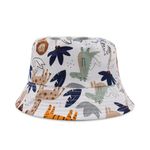 VRITRAZ Stylish and Trendy Printed Flex Bucket Hat with Strap for Girl's, Boy's, Kids Caps, Hats for Beach (Color-Beast White, 3 to 10 Years)