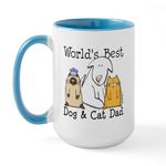 CafePress World's Best Dog and Cat Dad Large Mug 15 oz (444 ml) Ceramic Coffee Mug