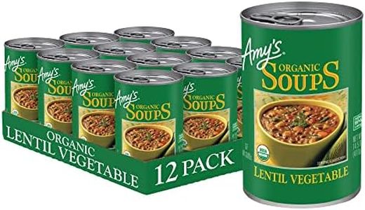 Amy’s Soup, Vegan Lentil Vegetable Soup, Gluten Free, Made With Organic Vegetables, Canned Soup, 14.5 Oz (12 Pack)