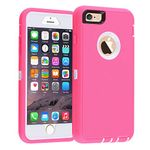 Co-Goldguard Case for iPhone 6s Plus/6 Plus, Heavy Duty 3 in 1 Built-in Screen Protector Cover Dust-Proof Shockproof Dropproof Scratch-Resistant Shell for iPhone 6Plus/6sPlus, 5.5inch, Pink&White