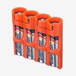 Storacell by Powerpax SlimLine AAA Battery Caddy, Orange, Holds 4 Batteries