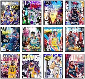 Bigwig Prints Basketball Poster Set - Basketball Posters for Boys Bedroom, Basketball Wall Art, NBA Posters for Boys Bedroom, NBA Poster, Kobe Bryant, Lebron James, Steph Curry -Unframed 12 PCS (8x10)