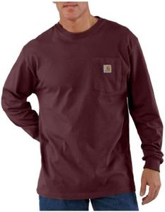 Carhartt Men's Workwear Pocket Long Sleeve T-Shirt Midweight Jersey Original Fit K126,Port,Large