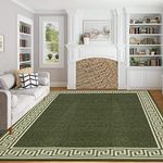 renoazul® Rugs for Living Room with Large Heavy Duty, Non-Slip and Washable, Geometric Non-Shed Low Pile Bedroom Decor, Kitchen and Hallway Anti slip Rug | 160 x 230 cm, Greeky Rug - Green & Cream