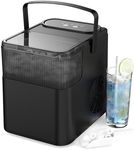 ADVWIN Ice Maker Countertop with Handle, Self-Cleaning Ice Maker with Scoop and Basket, 12KG/24H, Portable Ice Maker Machine for Home Kitchen Office Bar Party, Black