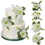 RAYNAG 4 Pieces Cake Flowers Floral Cake Topper Rustic Wedding Cake Topper Engagement Cake Decorations Artificial Rose Cake Decorations for Wedding Birthday Party Bridal or Baby Shower Party Supplies