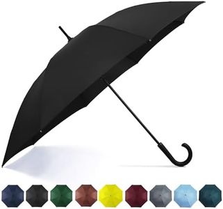 SoulRain 50 Inch Large Stick Umbrella Windproof Automatic Open Oversized J Handle Umbrellas for Men and Women Unbreakable Strong Travel Golf Umbrella (Black)