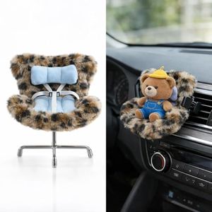 Ezcora Accessories for 10-17cm Dolls, Doll Car Seat with Clip onto Car Air Vent, Includes Seat Leg for Desktop Display (Brown Leopard Print)