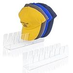 Hat Racks for Baseball Caps 2 pack,Acrylic Hat Holder for 7 Baseball Caps,No Install Required，Bedroom, Closet, Dresser (Clear)