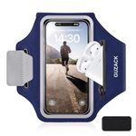 GUZACK Running Armband, Running Holder for iPhone 15 14 13 12 11 Pro Max Plus, Galaxy S24 S23/S22/S21 Fit Up to 6.9 Inches, Gym Workouts Arm Band Case with Key Pockets & Card Slot, Navy Blue