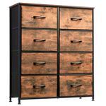 Somdot Dresser for Bedroom with 8 Drawers, 4-Tier Wide Storage Chest of Drawers with Removable Fabric Bins for Closet Nursery Bedside Living Room Laundry Entryway Hallway, Wood Grain Print