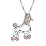 Bling Jewelry BFF Pave Cubic Zirconia Pink CZ Proud Puppy Pet Dog Elegant Boy Girl Poodle Pendant Necklace for Women for Teen .925 Sterling Silver