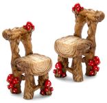 The Bridge Collection 2" Fairy Garden Log Chair with Mushrooms Figurines - Set of 2 - Resin Fairy Garden Furniture - Miniature Fairy Garden Accessories - Fairy Figurine for Planters, Gardens